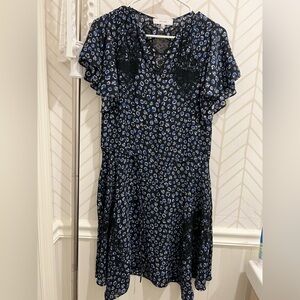 Reiss Black Dress with Blue Floral Accents